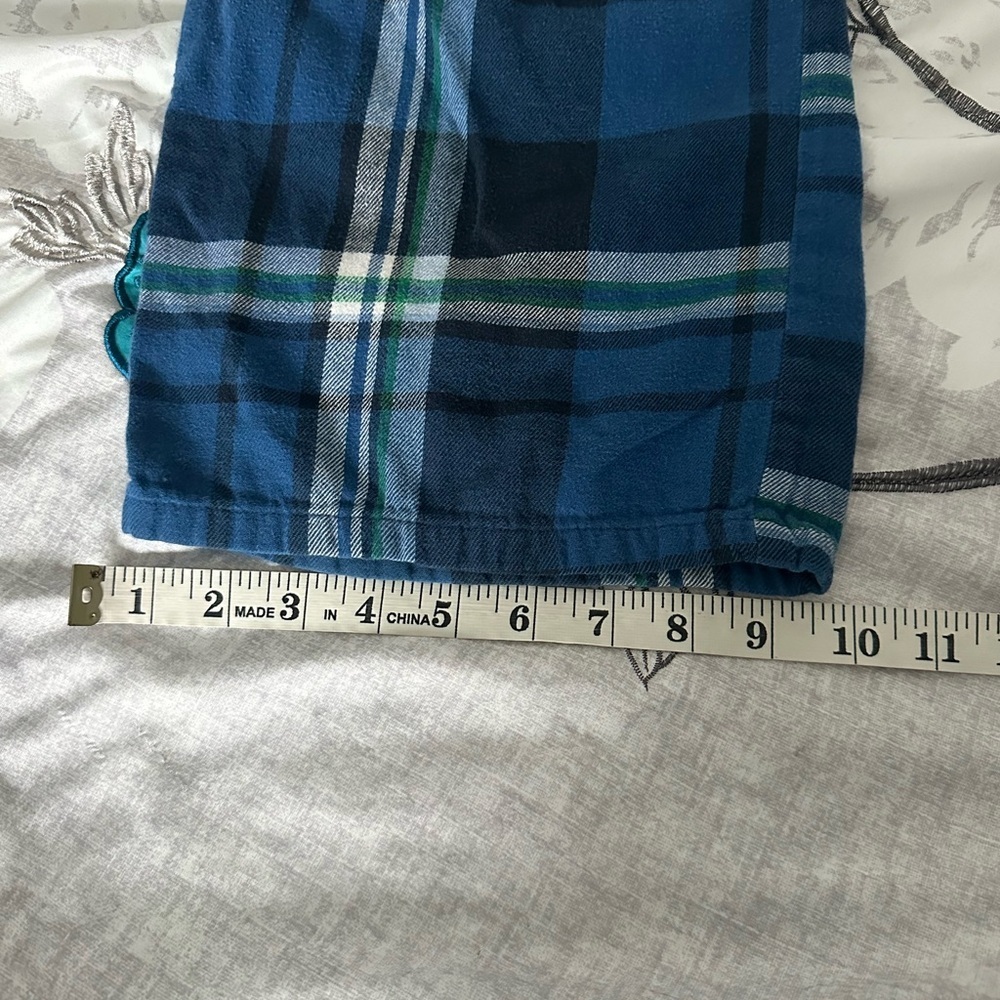 Old Navy Pajama Pants Men’s M Blue 100% Cotton Plaid Straight Leg Casual Pant - Picture 7 of 9